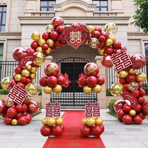 婚庆气底球拱门球圆形注婚庆气球水大底座 彩虹门红色加重拱门套