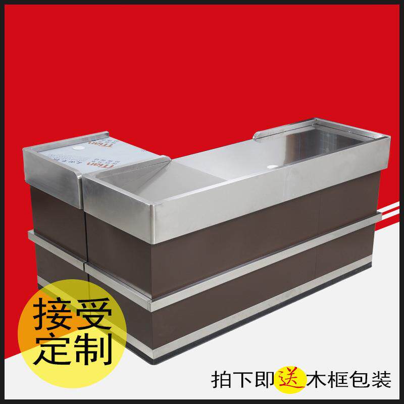 厂家供应不锈钢台面超市收银台 大型连锁商场便利店转角收银柜台