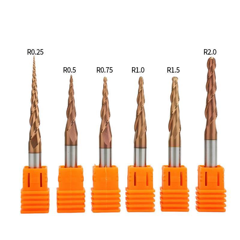 硬HR霸C55硬质合金锥度球木头铣刀双刃螺旋铣刀工精控雕数铣刀