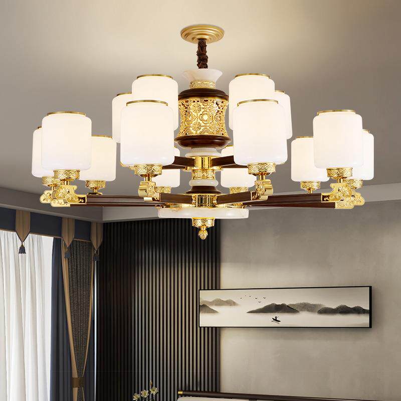 全铜实木新中式客厅吊灯大厅餐厅高端中国风古典大气别墅卧室吊灯