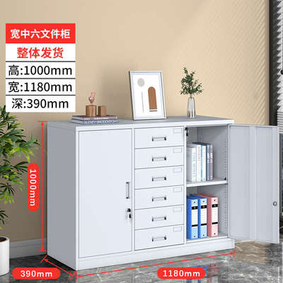 佛山二斗矮柜办公室铁皮文件柜带锁抽屉收纳柜家用阳台储物柜工具
