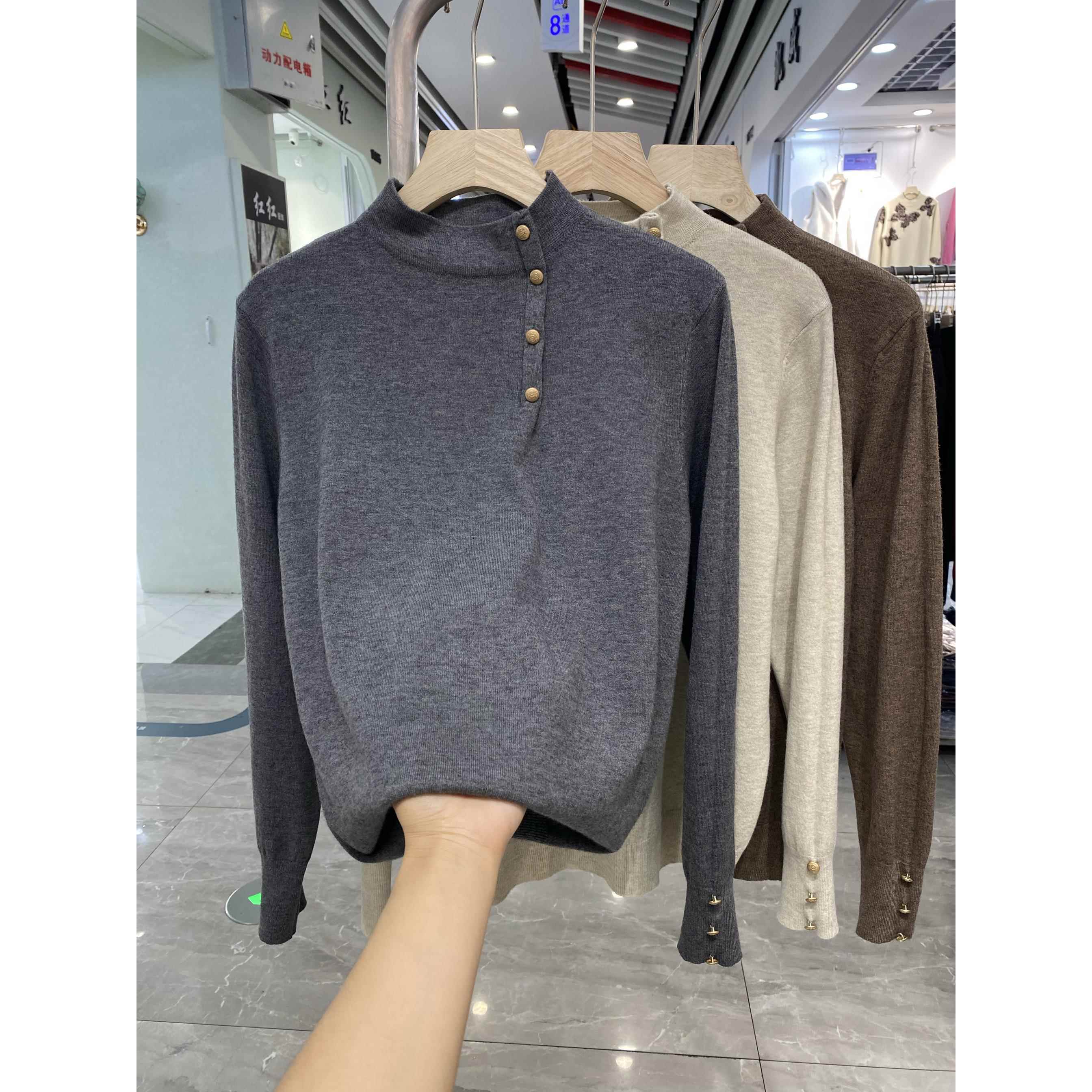 秋冬宽松遮肚80-200斤半高领保暖针织上衣女感套头毛衣潮1204z