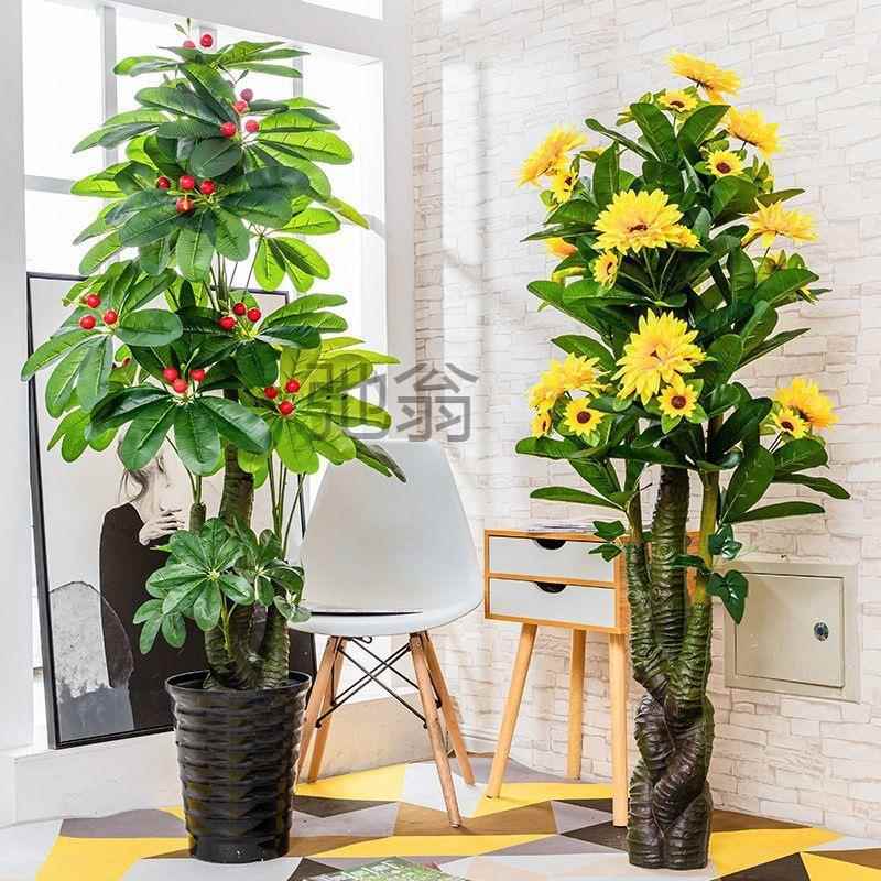 J有仿真植物盆栽发财树假树假绿植大型客厅落地室内装饰摆件塑料