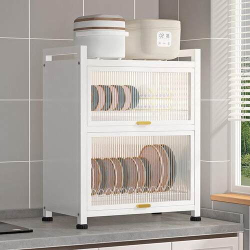 Kitchen dish storage rack flip cover, household cupboard cou