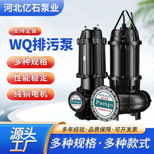 大流量卧式排涝泵河道灌溉抽水水泵 WQ排污泵城市积水排洪水泵