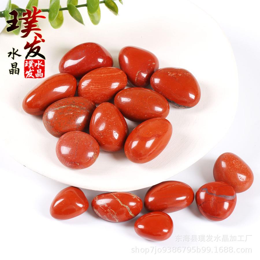 红碧玉滚石 南非鸡血红碧玉大颗粒 鱼缸石景观装饰