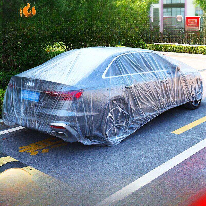 一次性车衣加厚防尘汽车罩通用防晒防雨防尘简易塑料透明车衣防护