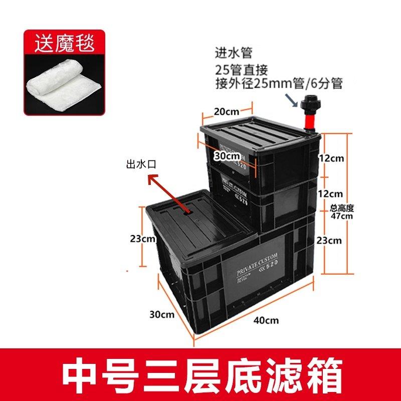工业风鱼缸底部过滤箱 虹吸底滤系统干湿分离过滤盒