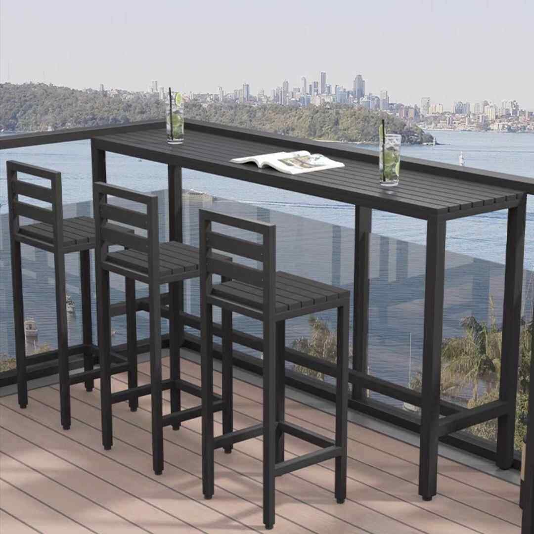 靠窗阳台咖啡高脚桌防水防晒收藏2026塑木铁艺人户外庭院露天