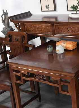农村堂六套实新中式佛台八仙桌仿古堂木屋家具老榆木中供件NUS桌