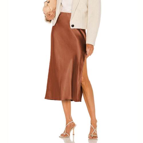 Elegant Fashion Solid Color Satin Skirt Stylish Half-Sleeve