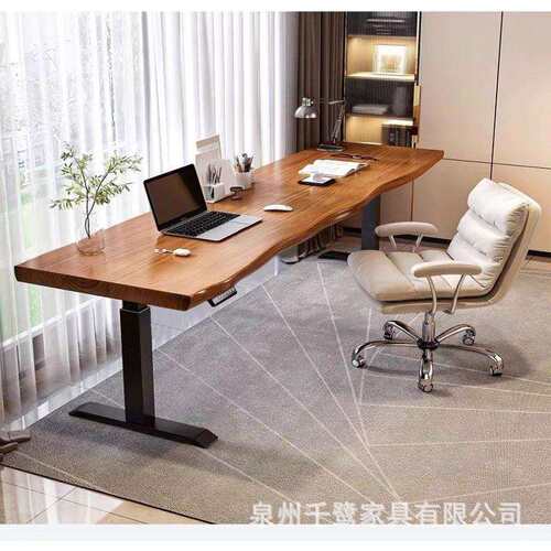 木整版电动升降桌学习电脑办公实木桌站立式办公桌工作台家用