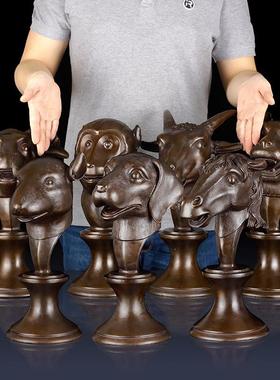 纯黄铜圆明园十二生肖兽首摆件家居客厅摆件办公室装饰礼品工艺品