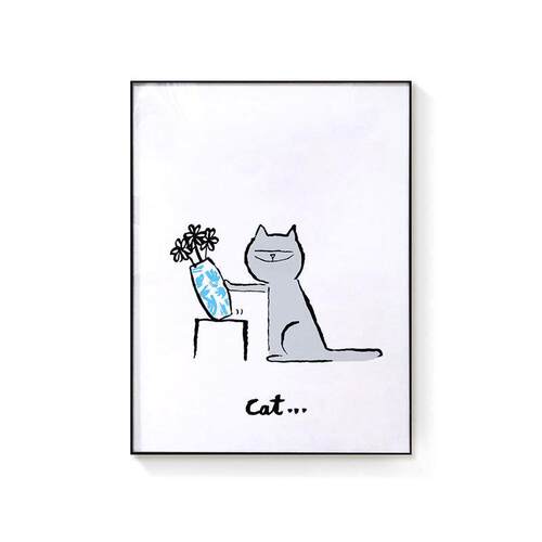 CAT&dog可爱波普风我的恋人猫咪与狗抽象装饰画有趣艺术壁挂画