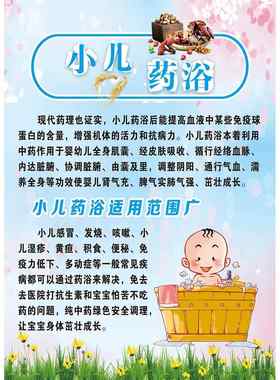 医院中医小儿药浴疗法临床应用海报定制印制展板写真墙贴