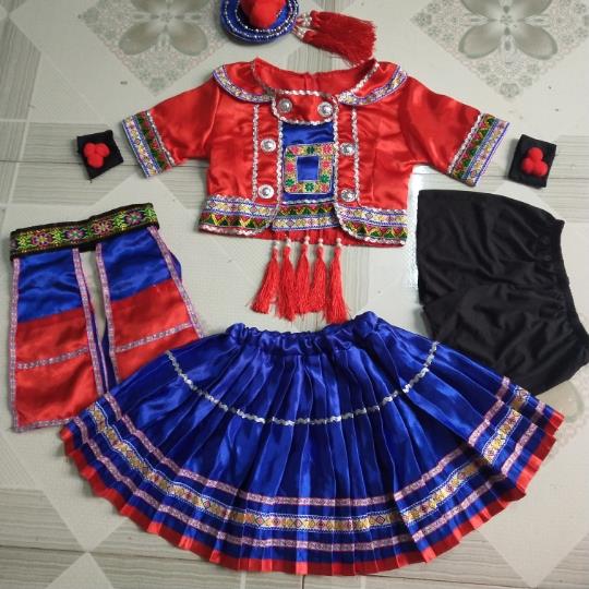 新小荷风采瑶山彩云飞蹈服苗儿童苗妹铃呦灵妹山水间舞踩彩族演出