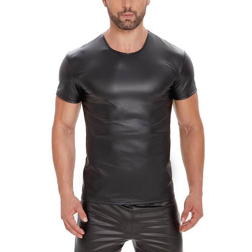 Product: Men's matte leather vest, shiny leather short