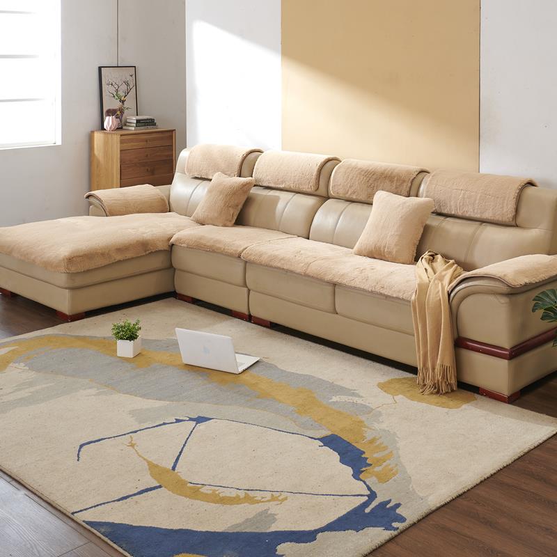 正品长毛绒沙发垫简现垫代冬季加厚仿羊欧式真约皮防滑毛沙发坐毯