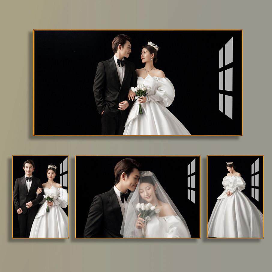 婚纱照放大挂墙洗照片做结婚照相框定制水晶铝合金全家福照片制作