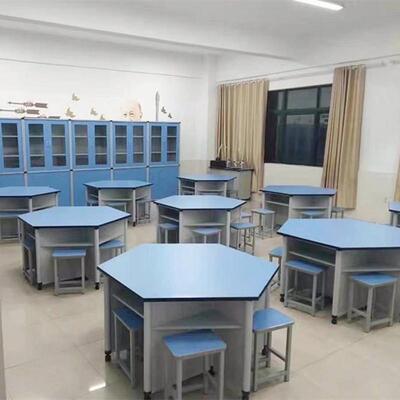 学生六边形桌电脑桌六边组合拼接桌阅览室桌椅六角桌微机室桌子