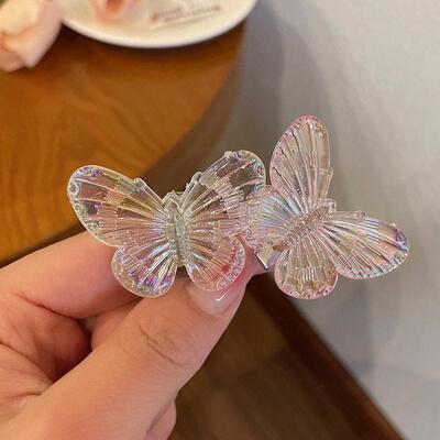 colorful butterfly hair clip with bangs and duckbill clip on