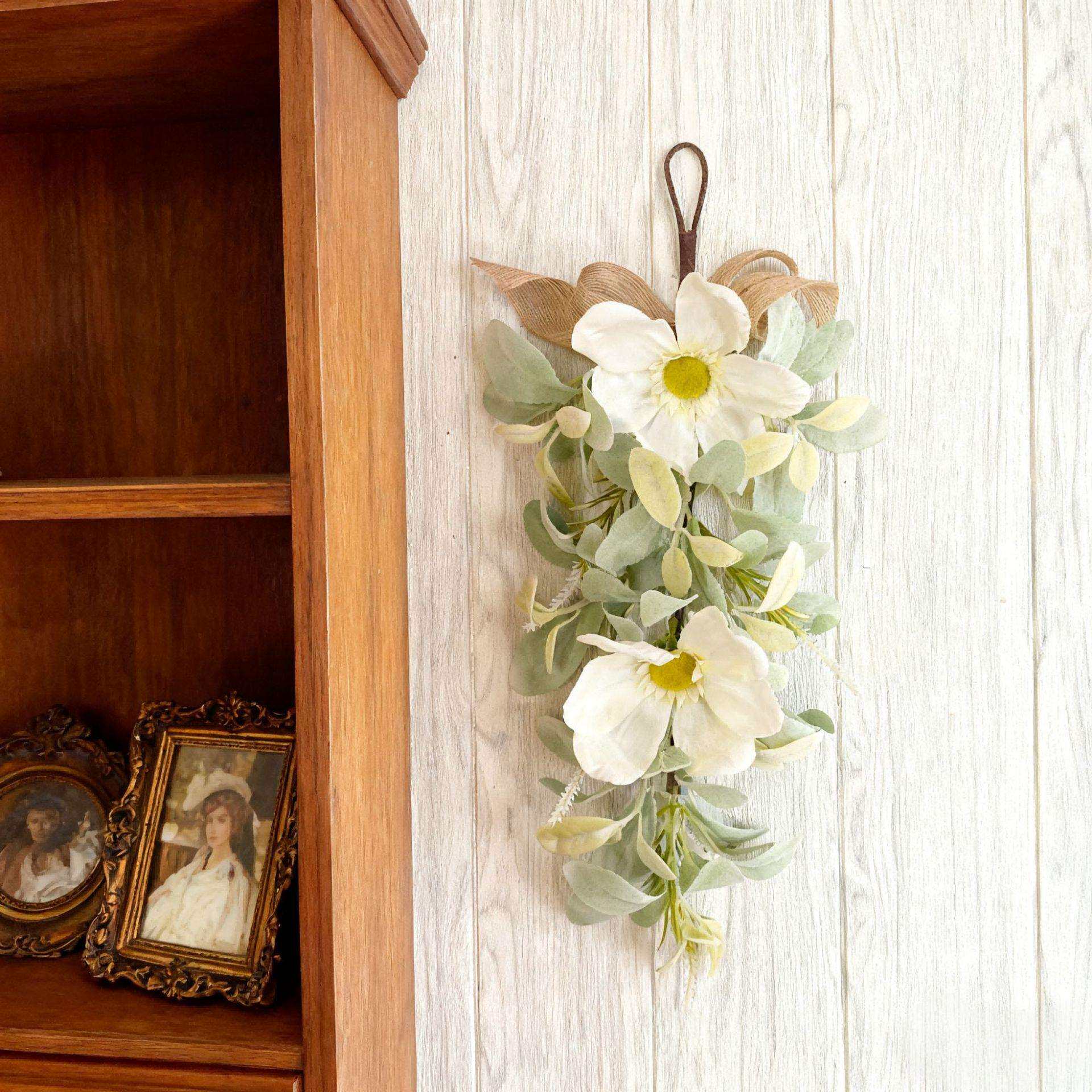 跨境铁亚树马逊春季蝴蝶结兔儿叶玉兰花壁丝倒挂家庭门挂挂装饰品