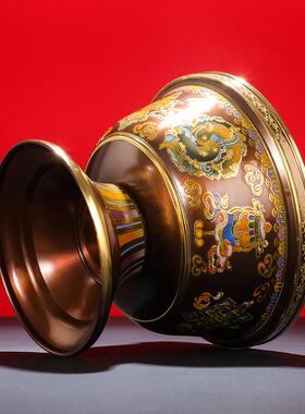西藏黄铜供水碗藏传净水杯供水杯西藏式八吉祥雕花供奉供水杯