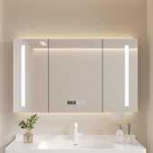 墙式 单化妆镜耐置柜带洗手间奇架架挂储物柜实木杰镜柜物浴室收纳