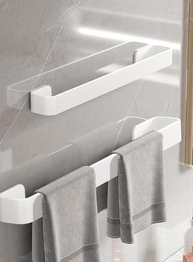 日本精工实心白色毛巾架子免打孔卫生间壁挂浴室毛巾单杆置物架