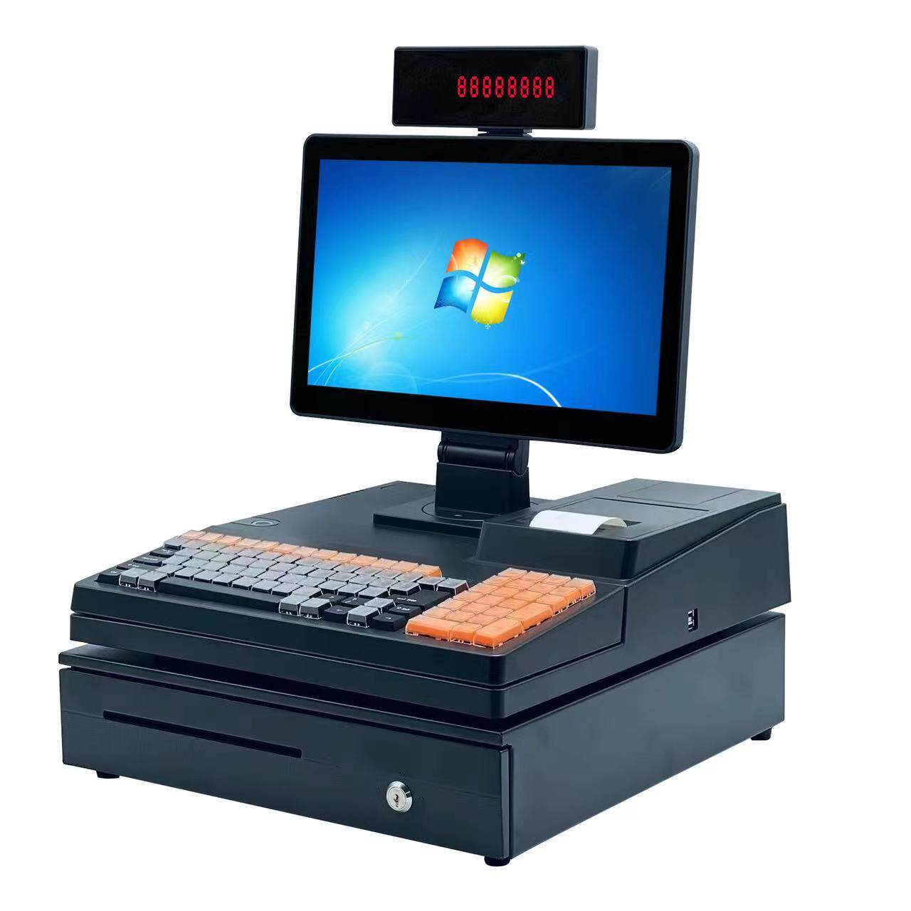 海外超市收银机连锁便利店英文西文俄文东南亚各国通用超市收银机