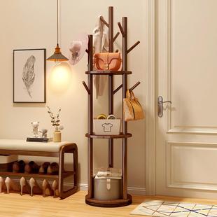 可旋转衣帽架实木加粗款 落地衣架卧室挂衣架家用室内挂衣服置物架