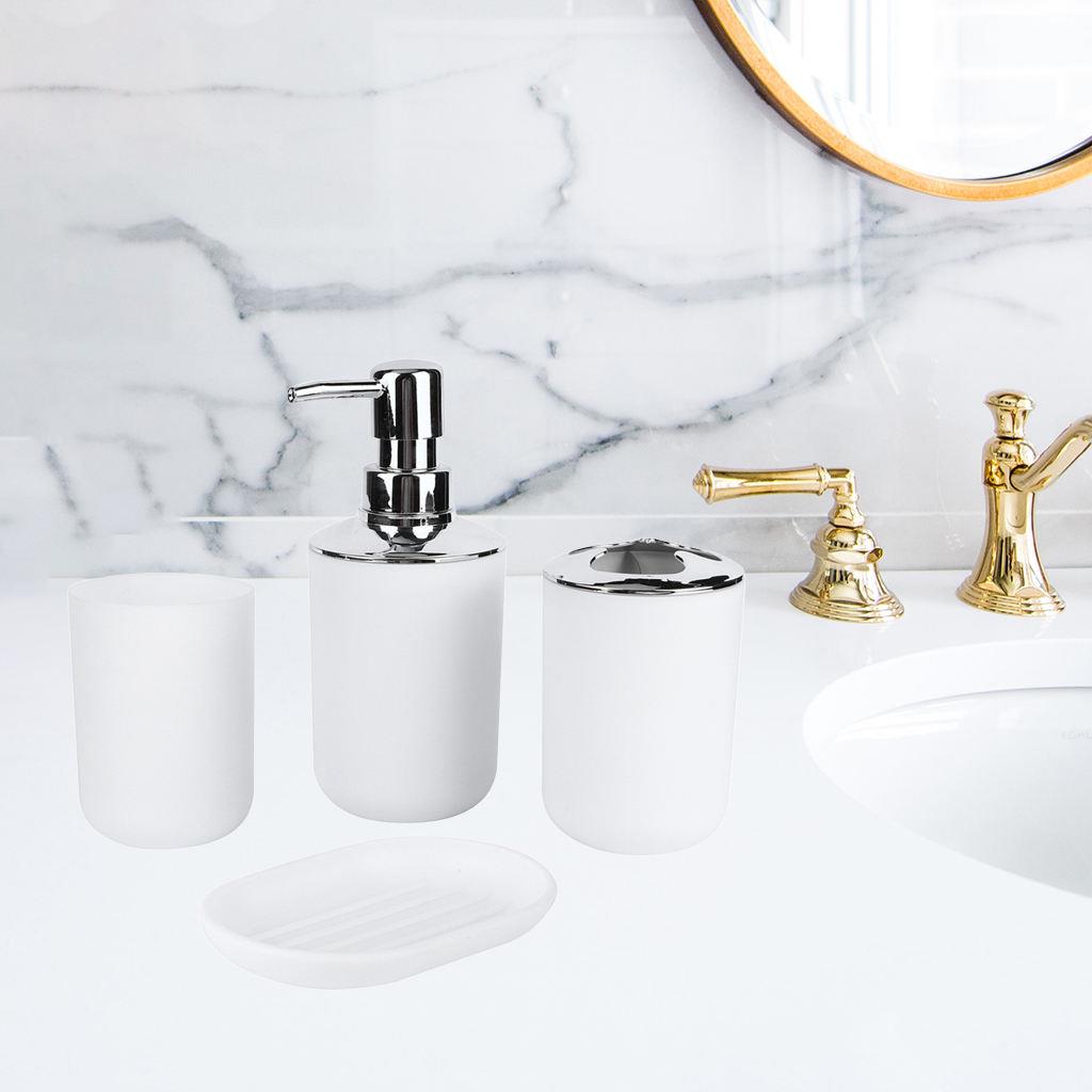 4pcs ABS Plastic Bathroom Accessories Set Toothbrush Cup Too