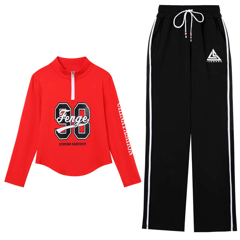 洛神广场舞服装新款套装春秋长袖运动健身服团队跳舞服鬼步舞蹈服