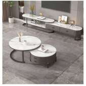 轻奢体茶几岩板电视柜茶几组合收一NQT可伸缩纳小户型客柜厅家用