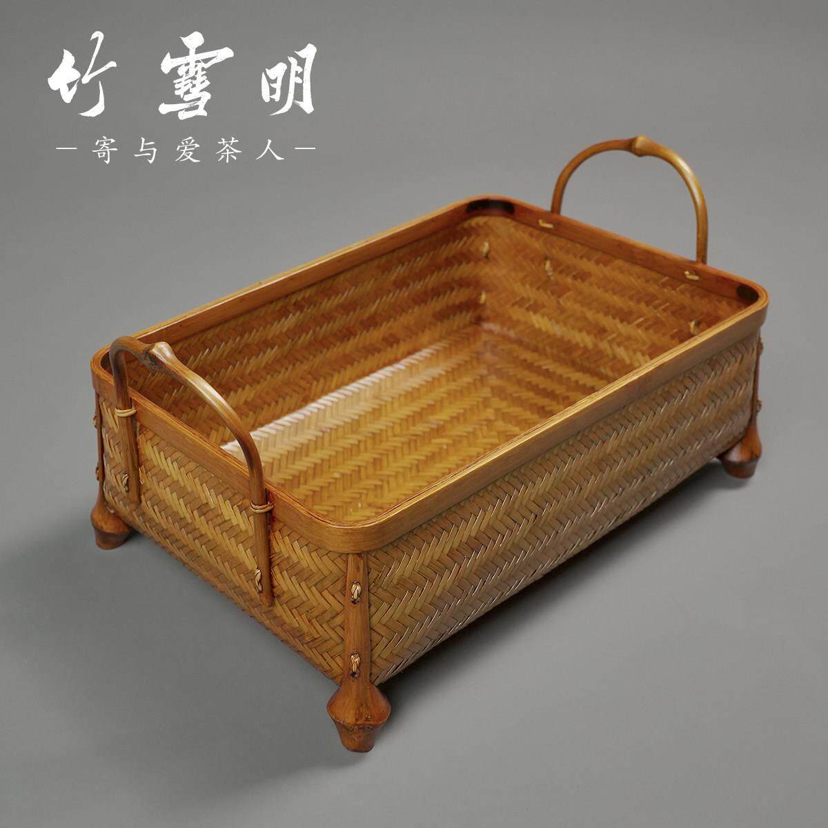 竹雪明|竹编收纳筐茶具托盘果篮复古竹篮桌面收纳盒水果盘
