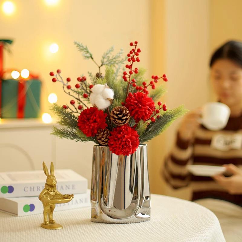 圣诞节日装饰摆件商场奶茶店铺布置发财果假花仿真花客厅摆设餐桌