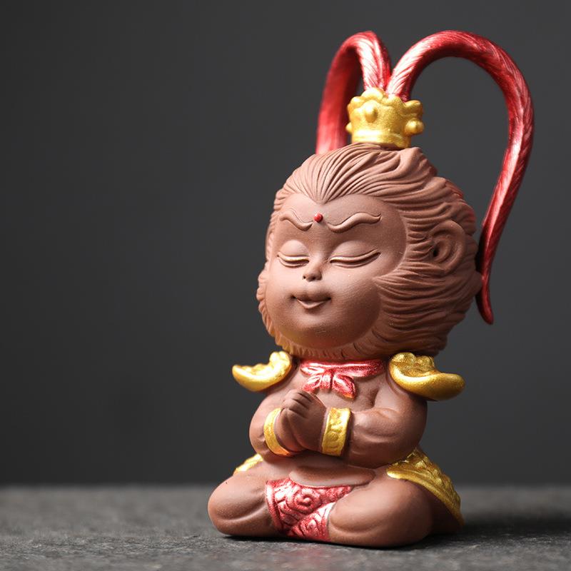 宇轩 紫砂茶宠个性创意齐天大圣孙悟空手工可养茶艺汽车鱼缸摆件