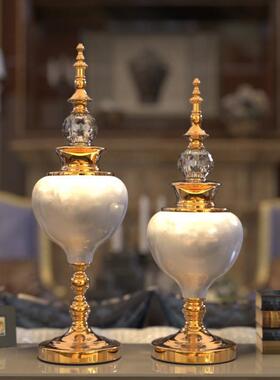 现代轻奢高档陶瓷花瓶摆件插花创意客厅现代玄关电视柜餐桌装饰∑