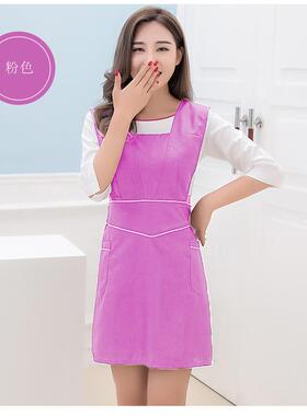 高档新款师美容院纹锈服美甲作定制工GOLO韩版时尚围裙餐厅罩衣防