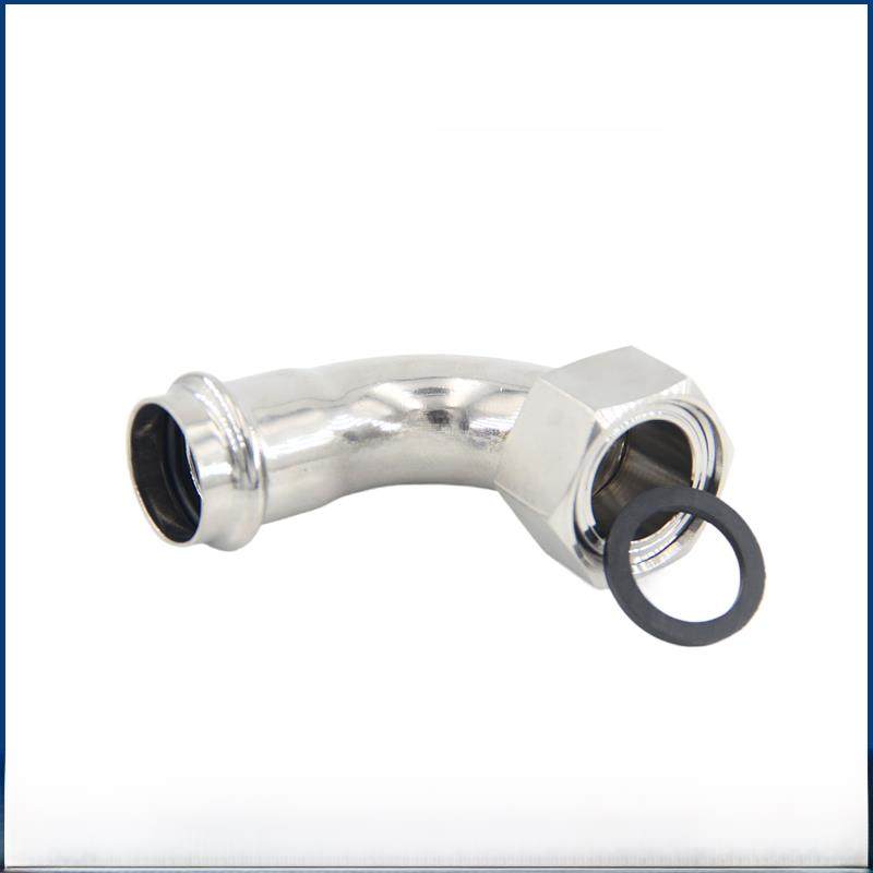 304不锈钢卡扣式内线连接弯头薄壁双压力内齿活动螺母转换弯头4点