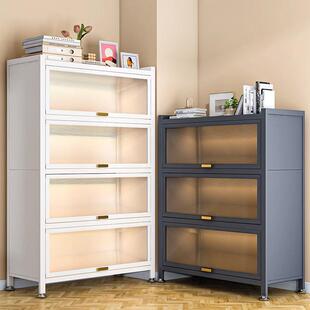 钢制翻盖书柜儿童家用书架防尘展示柜收纳柜置物架客厅落地储物柜