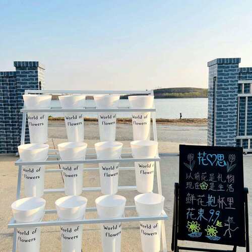 室外摆摊可折叠可移动阶梯多层花店花架架子花店花桶展示新款
