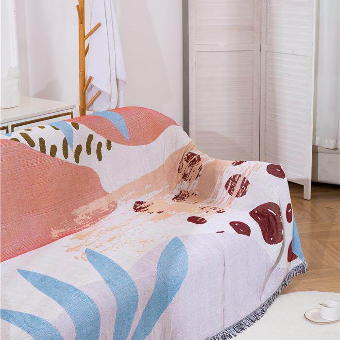 长颈鹿沙发巾沙发罩沙发套保护罩单双人线毯全盖防滑布艺棉线