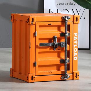 工业风储物柜集装箱柜子铁艺床头柜带锁创意床边小柜子小型收纳柜