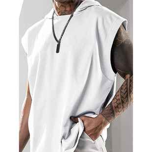 Large Shir Printed Loose Size Vest Sports Hooded 39;s Men&