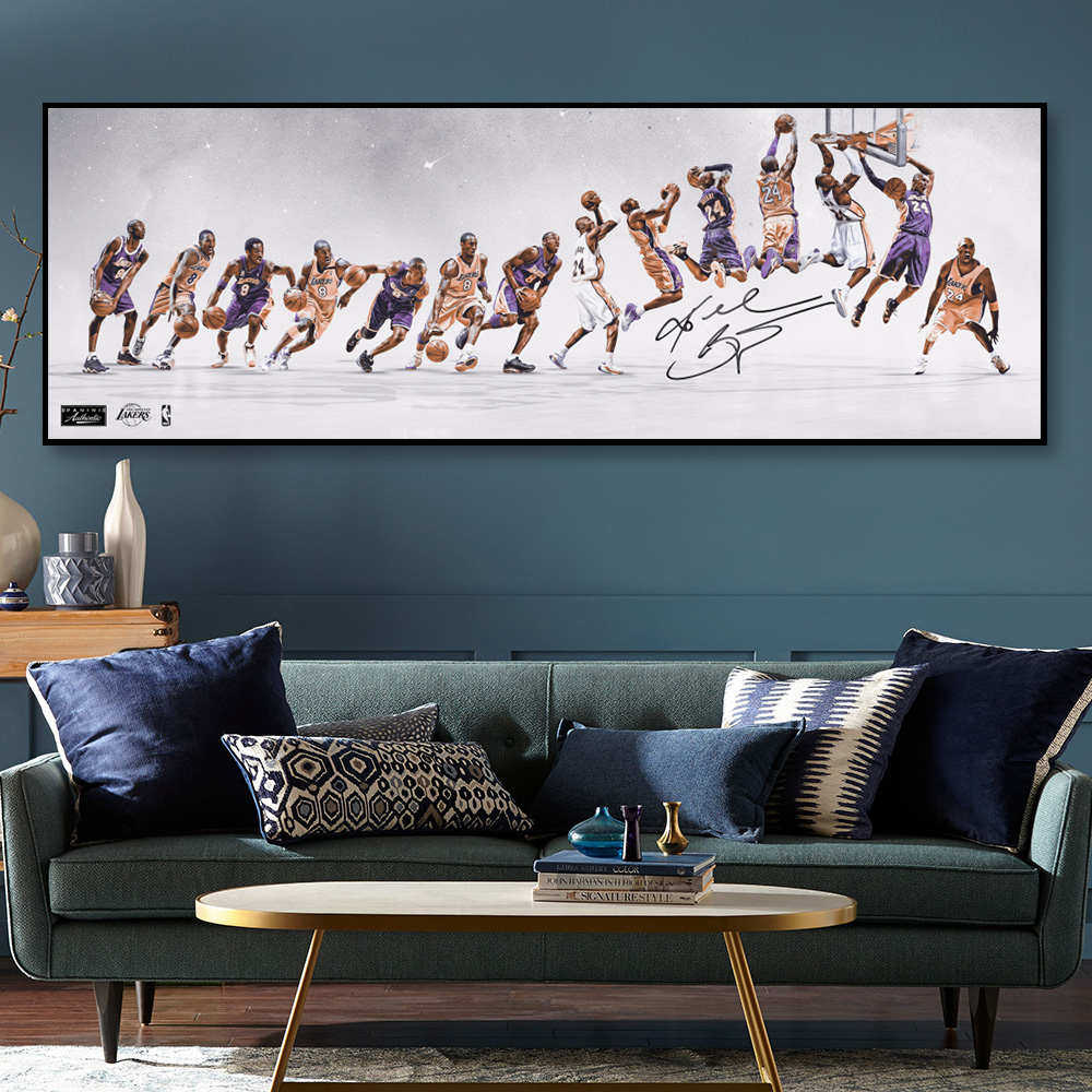 NBA科比挂画男孩卧室床头装饰画客厅背景墙画詹姆斯扣篮横幅壁画
