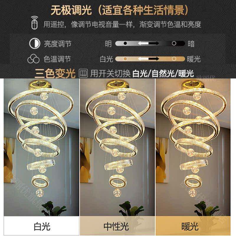 覆式楼大吊灯别墅楼中SEB楼长客厅简现代晶灯公水约寓挑空高楼具