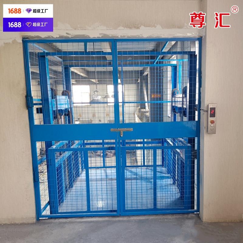 工厂两层车间仓库简易液压提升机升降平台导轨式液压升降货梯二层