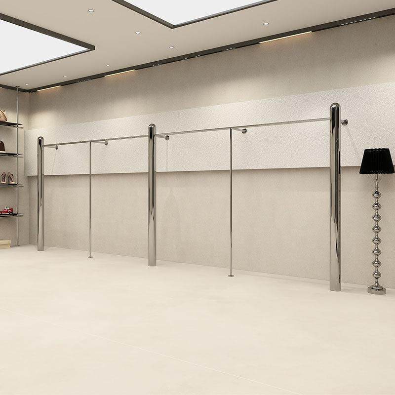 服装店展示架不锈钢创意女装店专用陈列架货架上墙侧挂衣服挂衣架