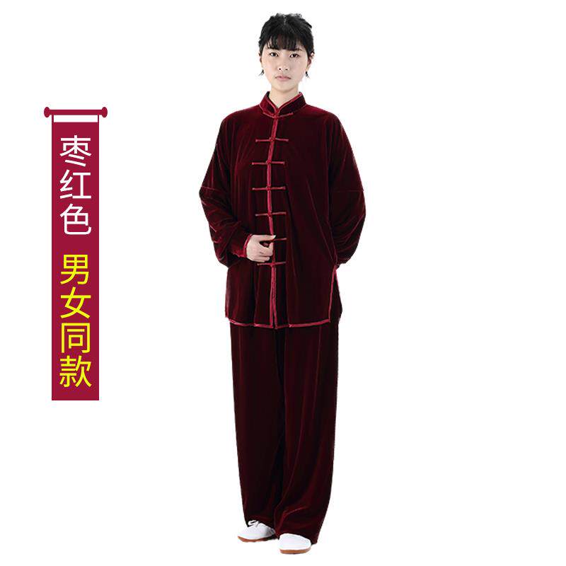 新款宏冬情冬加厚绒金丝太极服男女中老年武术服季保暖男练功服秋